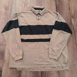 VTG Khaki's by Arrow Men's XL Stripe Polo Rugby Shirt Grandpa Retro Skater Y2K